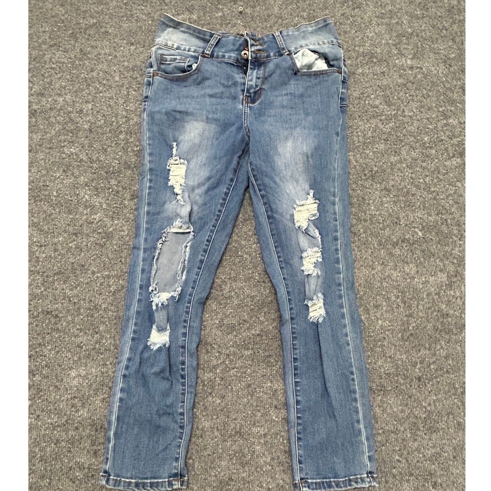 Coco Jeans Jeans Womens Size 11/30 Blue Distressed Skinny Stretch Denim Casual